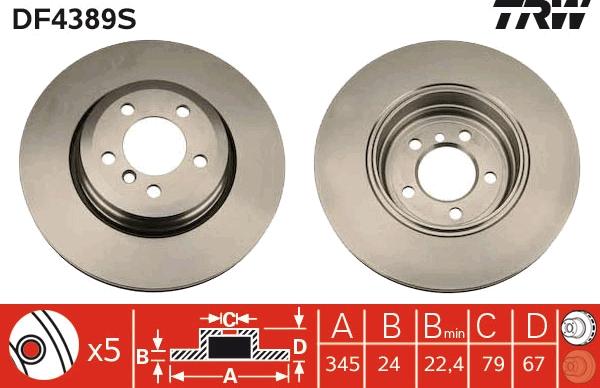 TRW DF4389S - Brake Disc onlydrive.pro