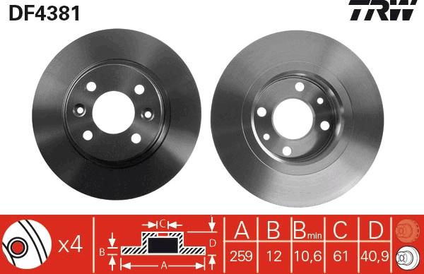 TRW DF4381 - Piduriketas onlydrive.pro