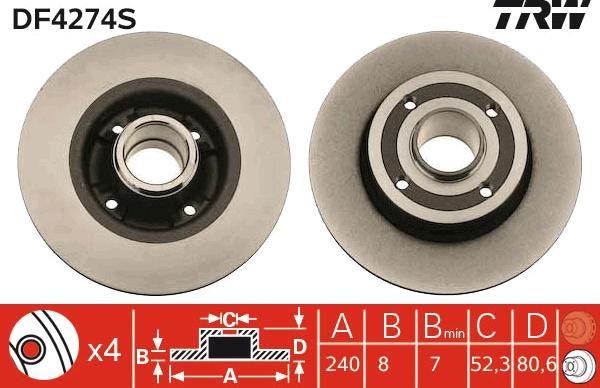 TRW DF4274S - Brake Disc onlydrive.pro