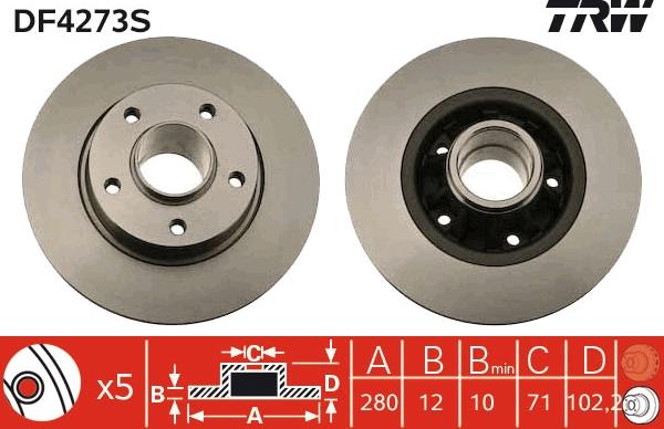 TRW DF4273S - Brake Disc onlydrive.pro