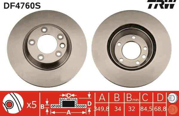 TRW DF4760S - Brake Disc onlydrive.pro