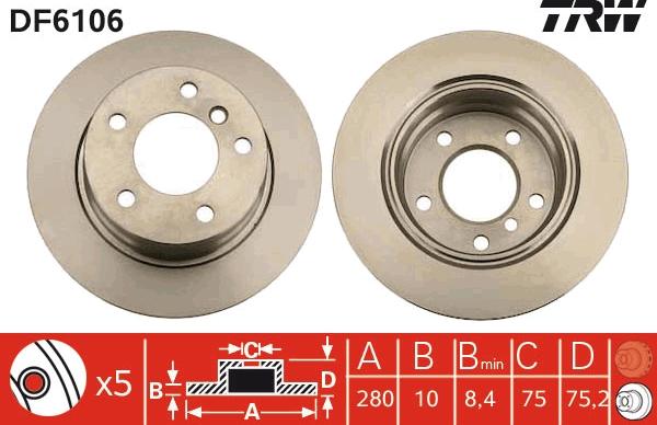 TRW DF6106 - Brake Disc onlydrive.pro