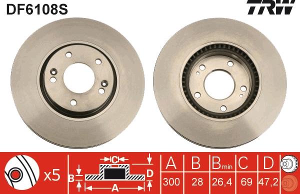 TRW DF6108S - Brake Disc onlydrive.pro