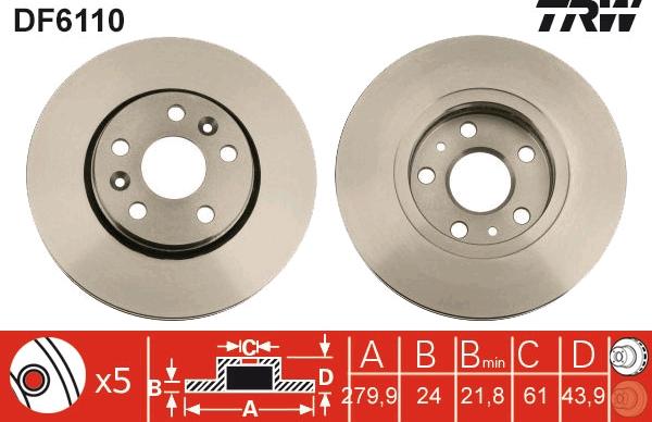 TRW DF6110 - Brake Disc onlydrive.pro