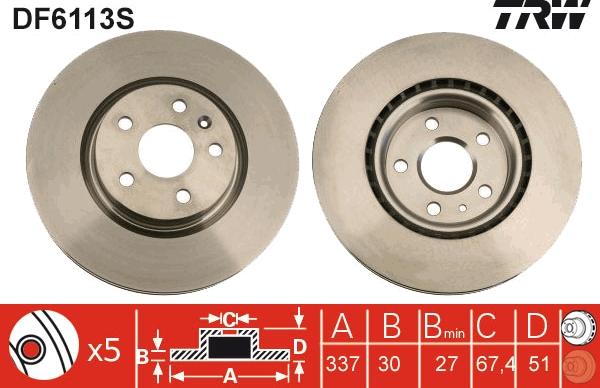 TRW DF6113S - Brake Disc onlydrive.pro