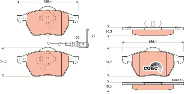 TRW GDB1403 - Brake Pad Set, disc brake onlydrive.pro