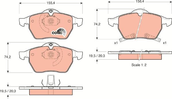 TRW GDB1342 - Brake Pad Set, disc brake onlydrive.pro