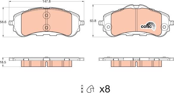 TRW GDB2044 - Brake Pad Set, disc brake onlydrive.pro