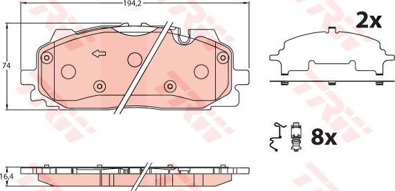 TRW GDB2190 - Piduriklotsi komplekt,ketaspidur onlydrive.pro