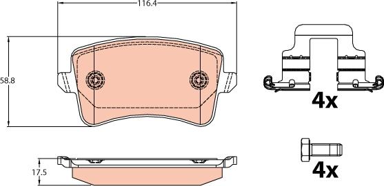 TRW GDB2107 - Piduriklotsi komplekt,ketaspidur onlydrive.pro