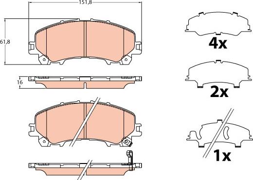 TRW GDB2222 - Brake Pad Set, disc brake onlydrive.pro