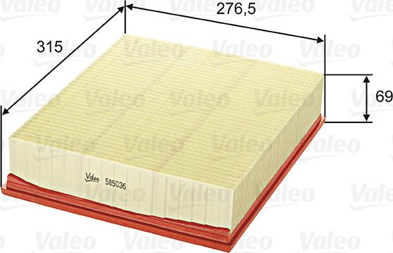 Valeo 585036 - Air Filter, engine onlydrive.pro