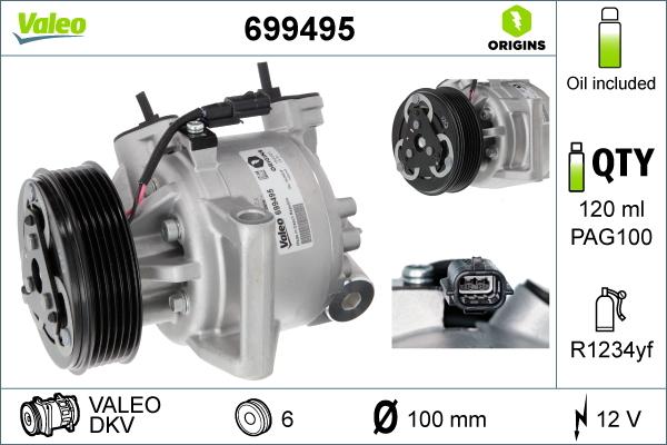 Valeo 699495 - Compressor, air conditioning onlydrive.pro