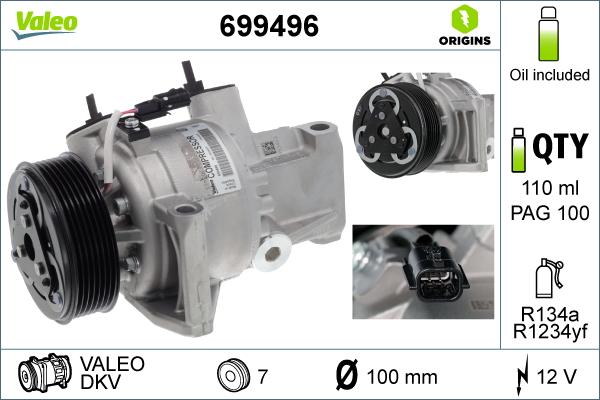 Valeo 699496 - Compressor, air conditioning onlydrive.pro