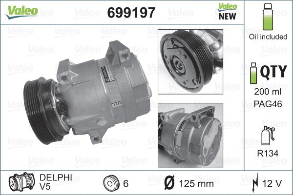 Valeo 699197 - Компрессор кондиционера onlydrive.pro