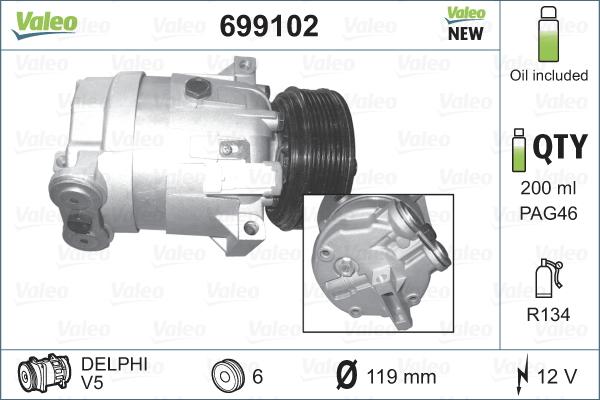 Valeo 699102 - Compressor, air conditioning onlydrive.pro