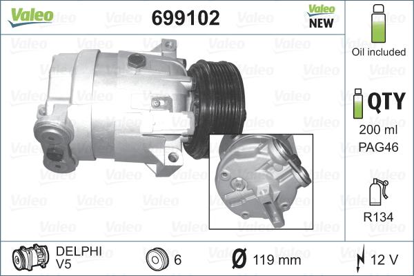 Valeo 699102 - Компрессор кондиционера onlydrive.pro