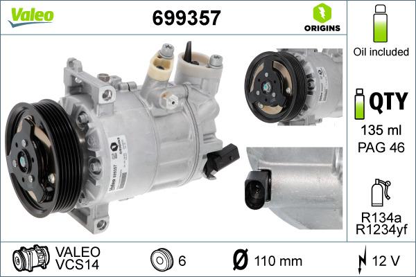 Valeo 699357 - Компрессор кондиционера onlydrive.pro