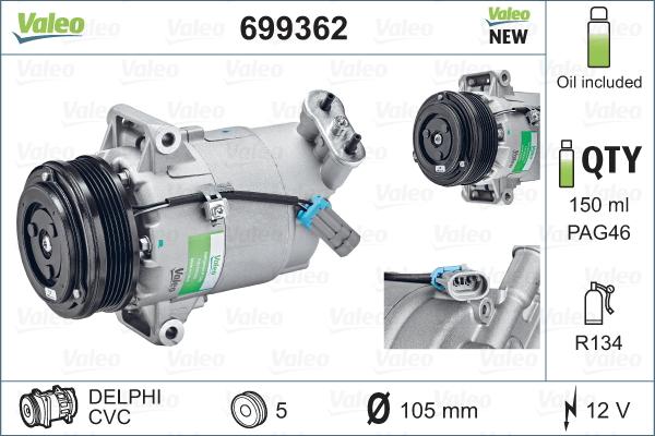 Valeo 699362 - Compressor, air conditioning onlydrive.pro