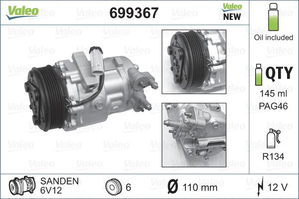 Valeo 699367 - Kompresors, Gaisa kond. sistēma onlydrive.pro