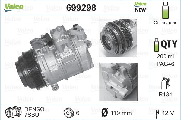 Valeo 699298 - Compressor, air conditioning onlydrive.pro