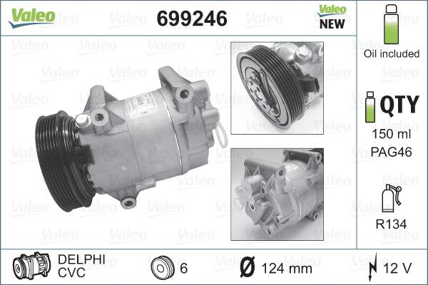 Valeo 699246 - Компрессор кондиционера onlydrive.pro