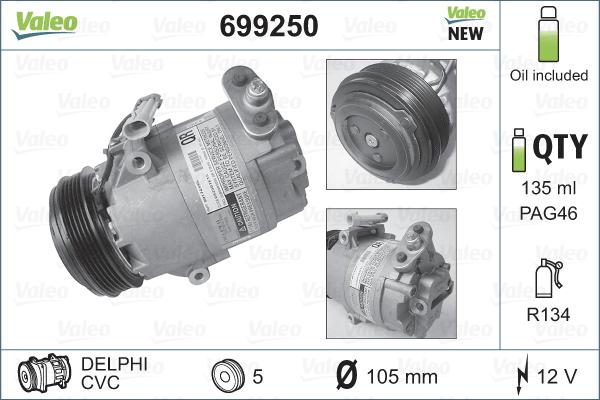 Valeo 699250 - Компрессор кондиционера onlydrive.pro