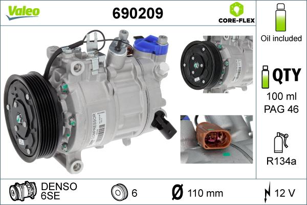 Valeo 690209 - Compressor, air conditioning onlydrive.pro