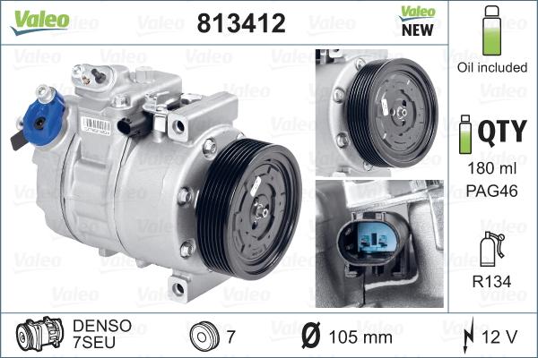 Valeo 813412 - Compressor, air conditioning onlydrive.pro