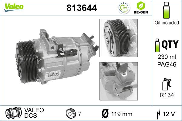 Valeo 813644 - Compressor, air conditioning onlydrive.pro