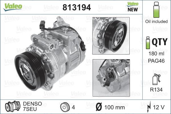 Valeo 813194 - Compressor, air conditioning onlydrive.pro