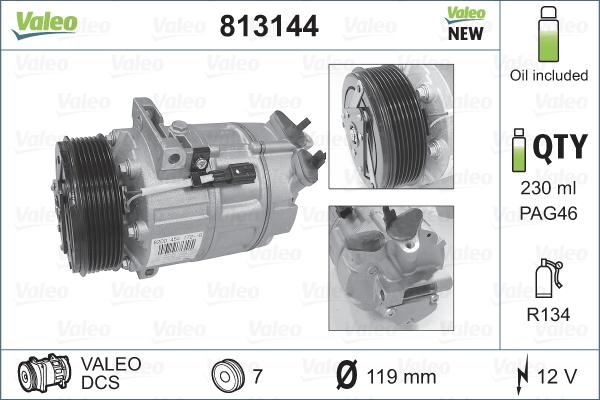 Valeo 813144 - Compressor, air conditioning onlydrive.pro