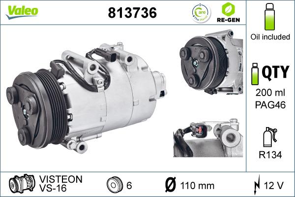 Valeo 813736 - Compressor, air conditioning onlydrive.pro