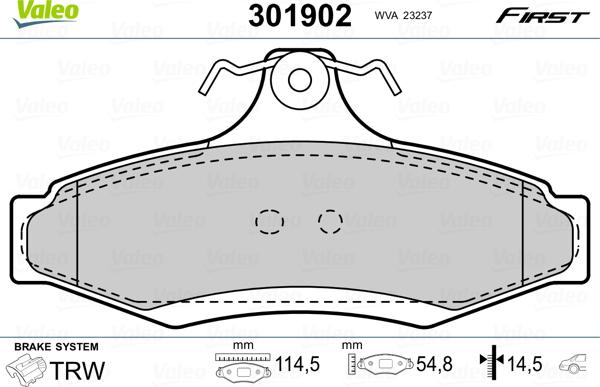 Valeo 301902 - Тормозные колодки, дисковые, комплект onlydrive.pro