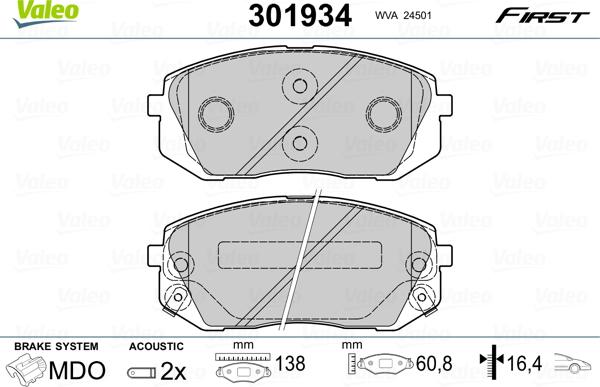 Valeo 301934 - Brake Pad Set, disc brake onlydrive.pro