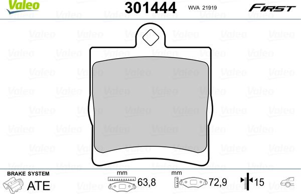 Valeo 301444 - Stabdžių trinkelių rinkinys, diskinis stabdys onlydrive.pro