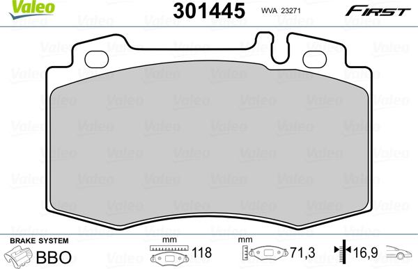 Valeo 301445 - Bremžu uzliku kompl., Disku bremzes onlydrive.pro