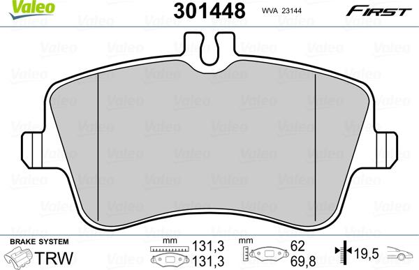 Valeo 301448 - Stabdžių trinkelių rinkinys, diskinis stabdys onlydrive.pro