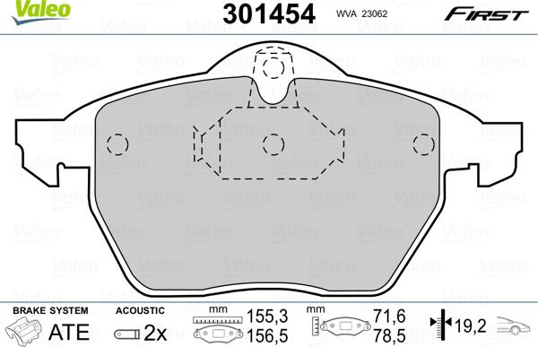 Valeo 301454 - Bremžu uzliku kompl., Disku bremzes onlydrive.pro