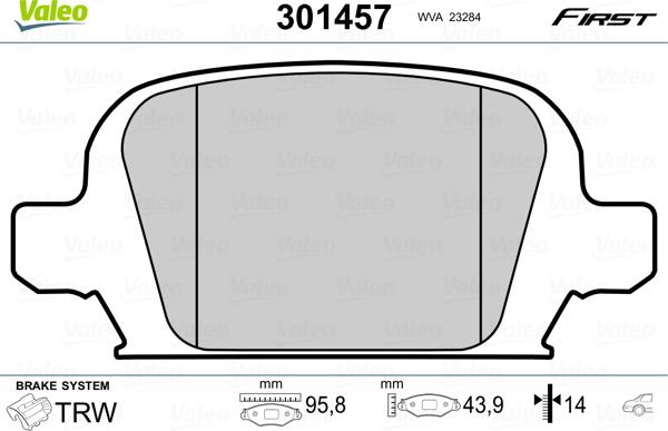 Valeo 301457 - Piduriklotsi komplekt,ketaspidur onlydrive.pro