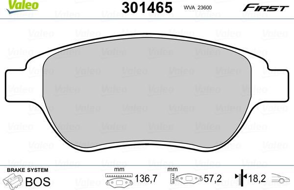 Valeo 301465 - Piduriklotsi komplekt,ketaspidur onlydrive.pro