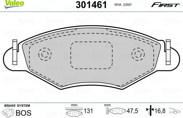 Valeo 301461 - Brake Pad Set, disc brake onlydrive.pro