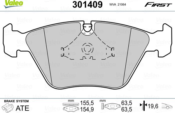 Valeo 301409 - Brake Pad Set, disc brake onlydrive.pro