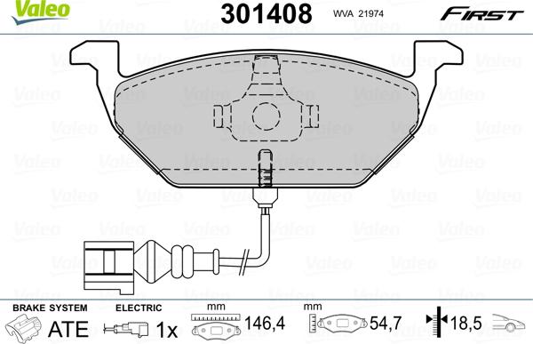 Valeo 301408 - Тормозные колодки, дисковые, комплект onlydrive.pro