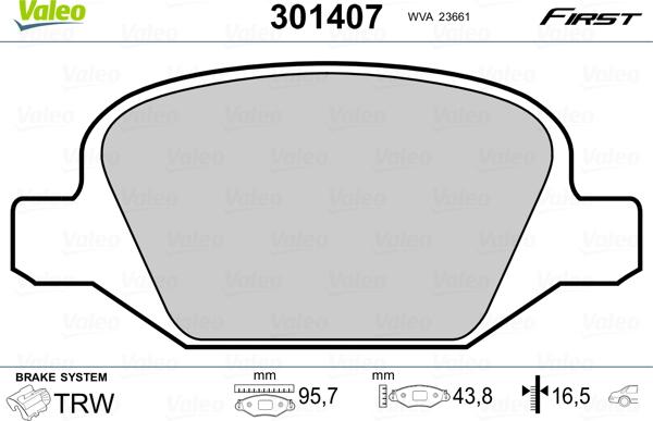 Valeo 301407 - Brake Pad Set, disc brake onlydrive.pro