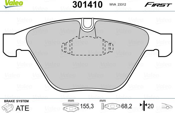 Valeo 301410 - Brake Pad Set, disc brake onlydrive.pro