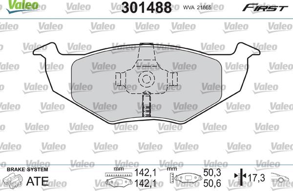 Valeo 301488 - Тормозные колодки, дисковые, комплект onlydrive.pro