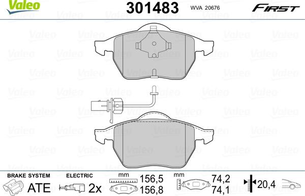 Valeo 301483 - Brake Pad Set, disc brake onlydrive.pro