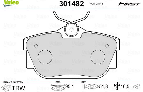 Valeo 301482 - Jarrupala, levyjarru onlydrive.pro