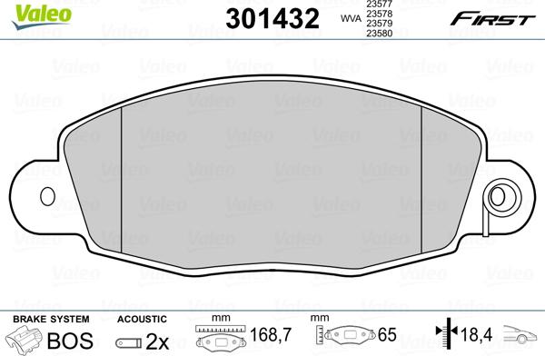 Valeo 301432 - Brake Pad Set, disc brake onlydrive.pro